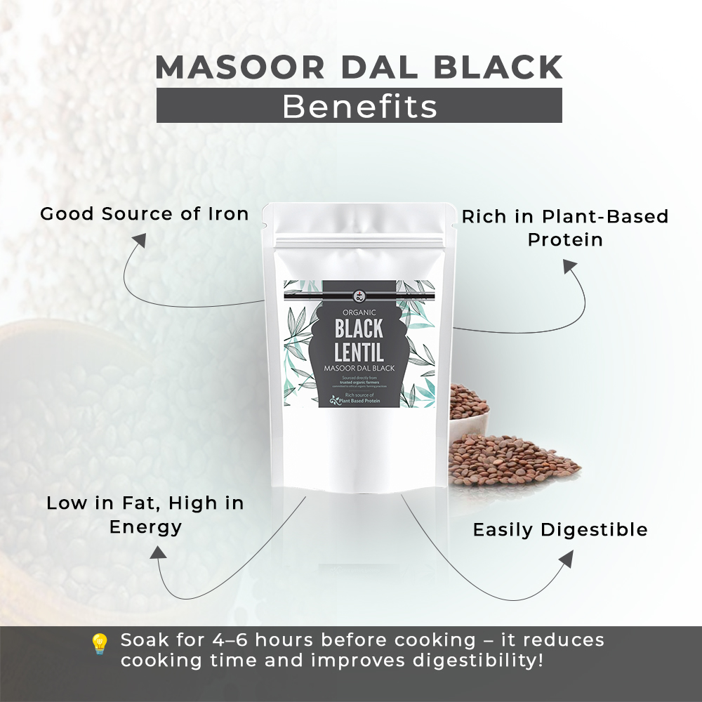 Organic Masoor Dal Whole (Black) 1kg