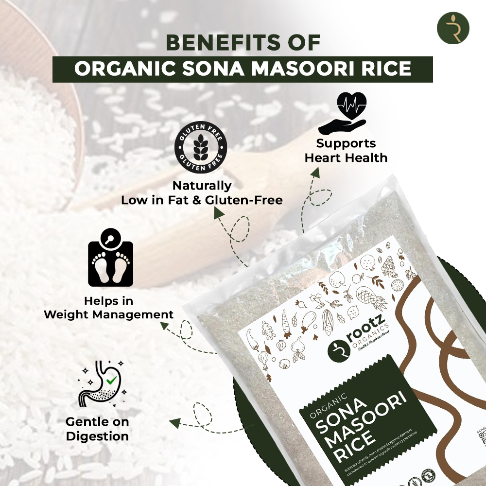 Organic White Rice Sonamasoori 3kg Bulk