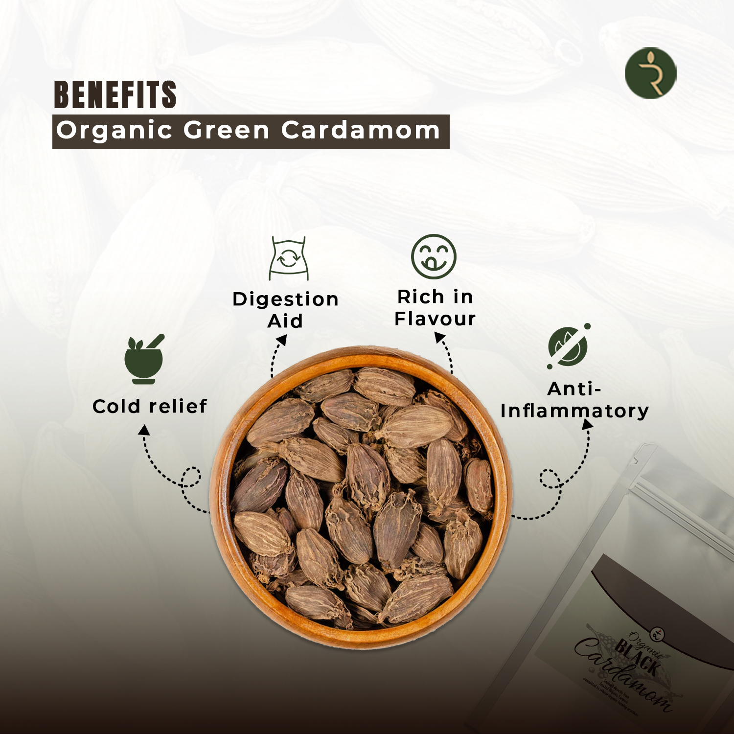 Organic Cardamom Black 250g by Rootz Organics