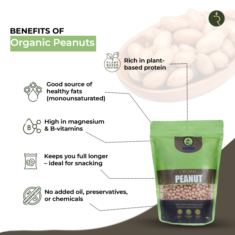 Organic Peanut 1 KG  by Rootz Organics