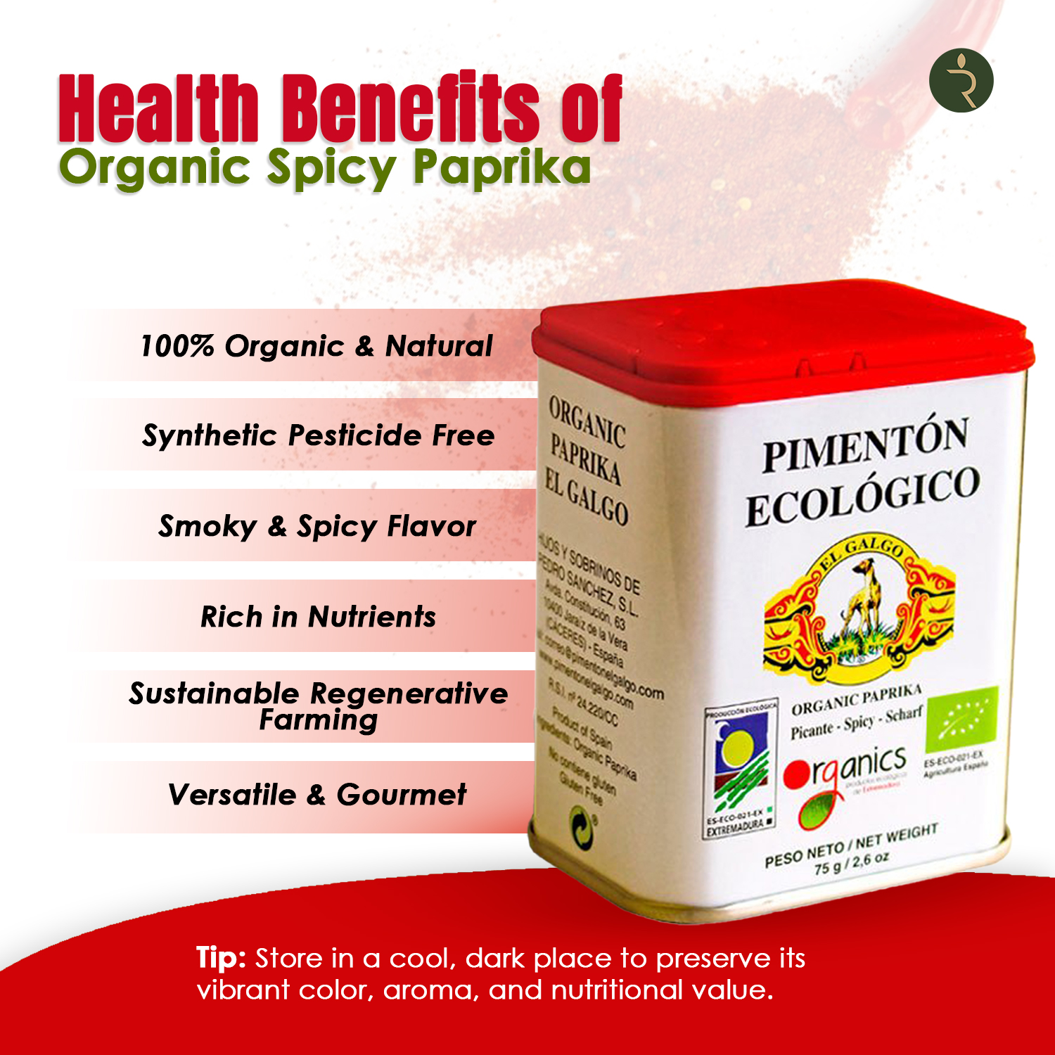 El Galgo Organic Smoked Paprika 75g – Premium Spanish Spice