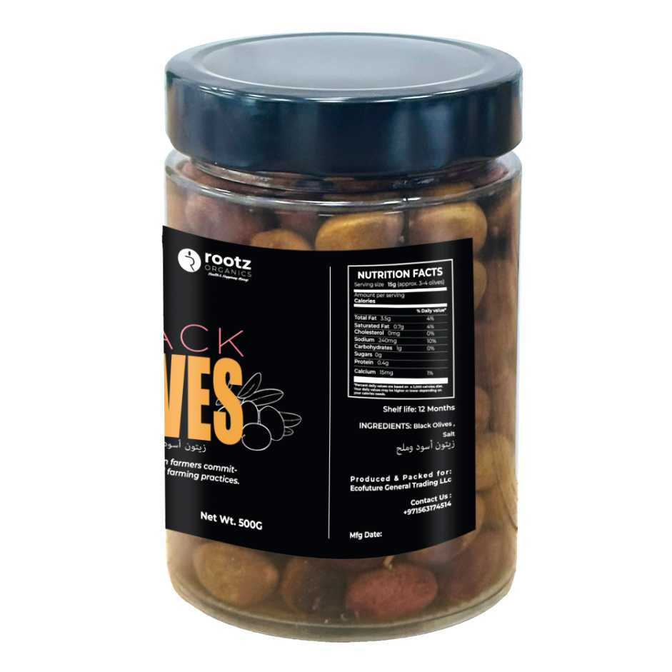 Black Olives – Small Size, 500g | Traditional Salt-Cured | Authentic Taste