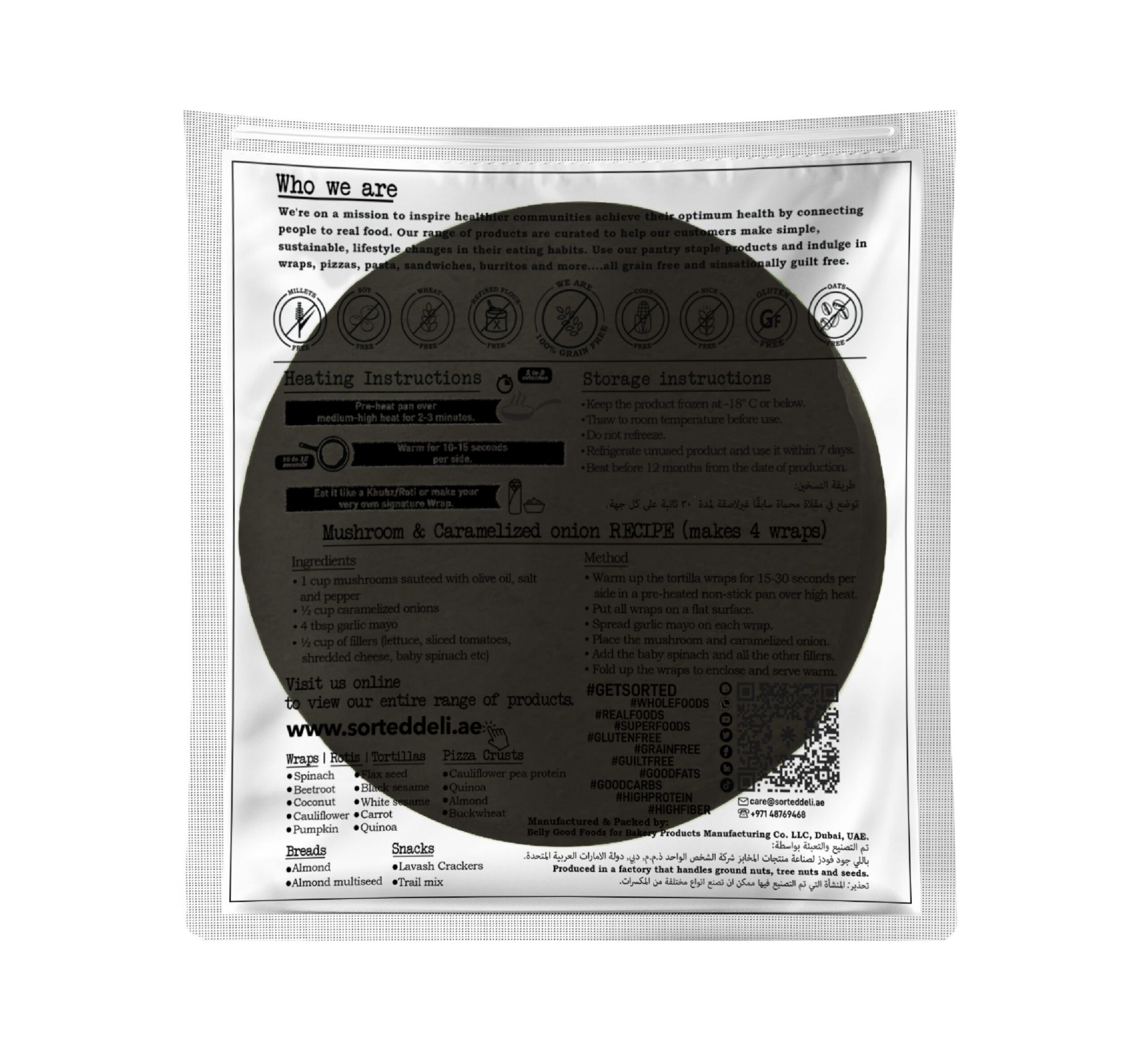 Black Sesame Wrap W/ PEA PROTEIN - PACK OF 4 by Rootz Organics