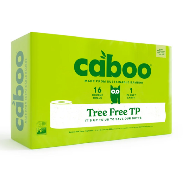 Image of Rootz Organics Caboo Bamboo Bath Tissue 16 Pack – 300 Sheets per Roll
