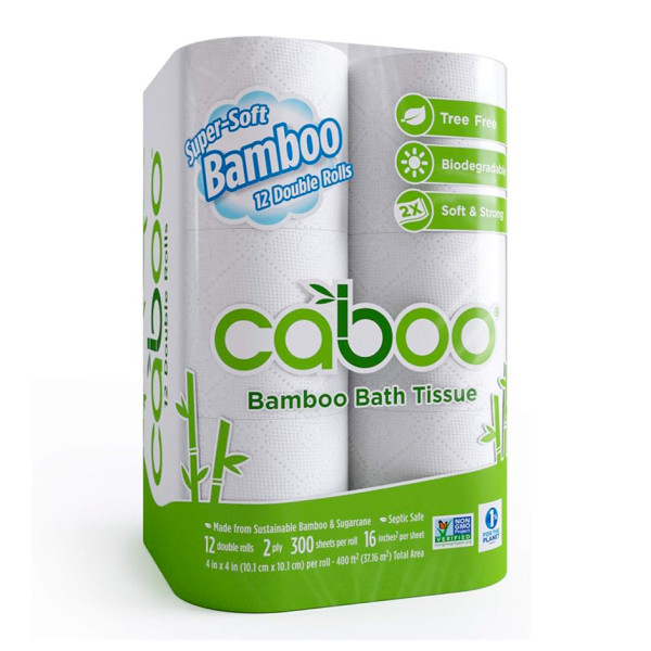 Image of Caboo Bathroom Tissue 12 Pack – 300 Sheets per Roll | Rootz Organics