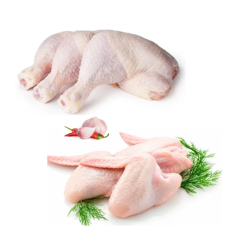 Organic Fresh Whole Chicken Leg 500g & Chicken Wings 500g Combo