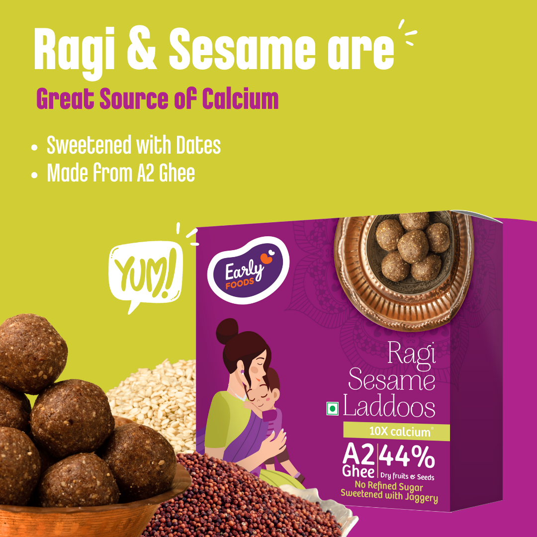 Early Foods pack of 3 - Gond & Dry Fruits Laddoo, Ragi Sesame Laddoo, Dry Ginger Laddoo 250 gms