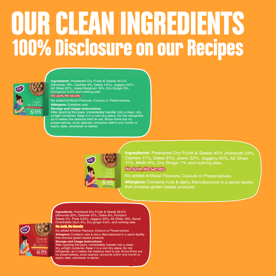 Early Foods Pack of 3 - Gond & Dry Fruits Laddoo ,Methi Laddoo, Dry Ginger Laddoo 250 gms