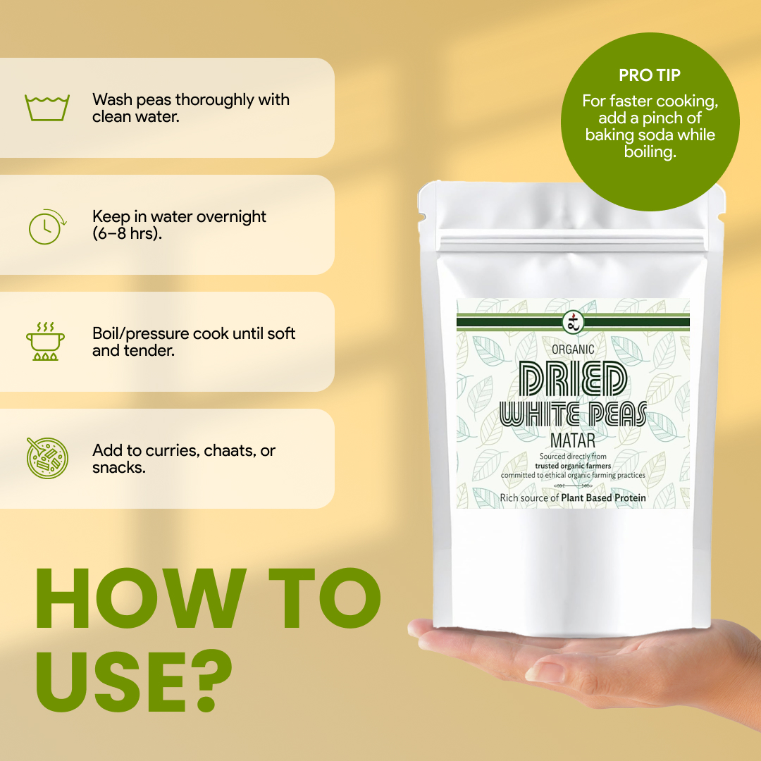 Organic White Matar (White Peas Whole) 500g
