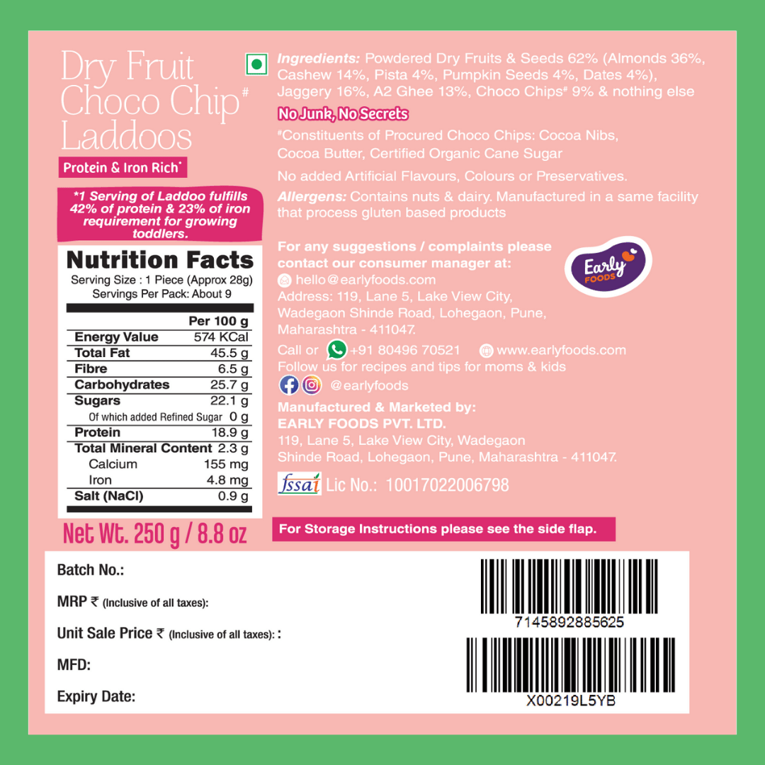 Early Foods -Dry Fruit Choco Chip Laddoo