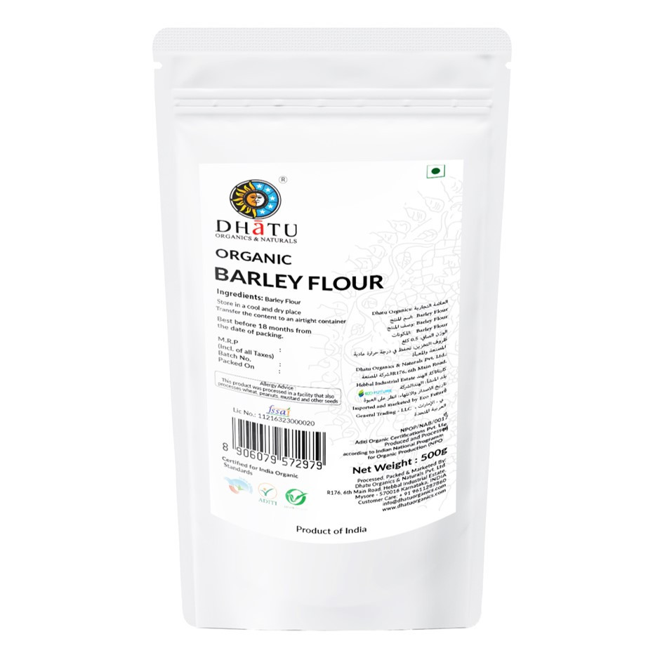 Dhatu By Rootz Organics Barley Flour 500G Organic, Non-GMO, Raw, Vegan, Halal, Barley Flour Powder Organic, Jau Atta, Great For Baking
