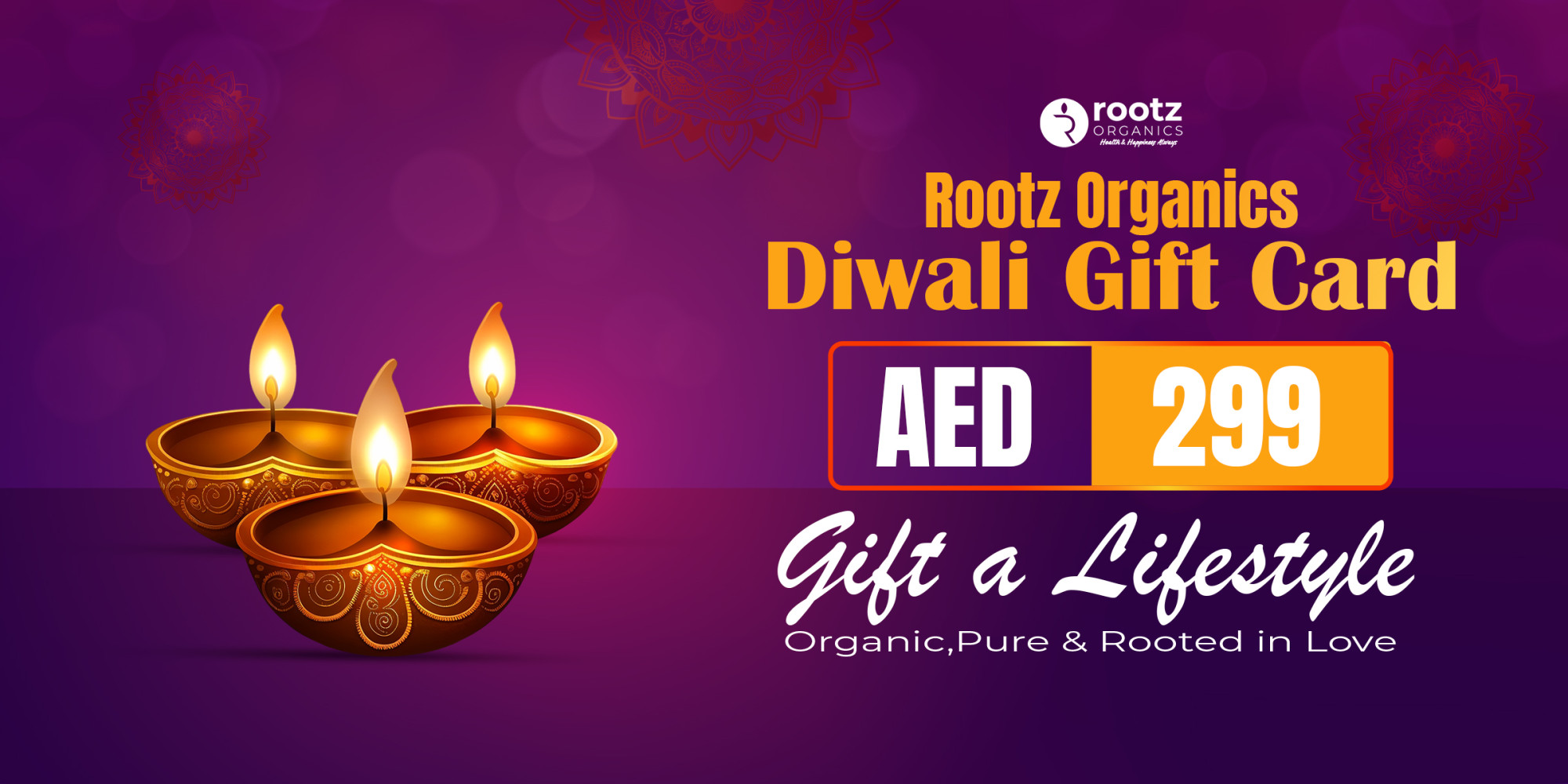 Rootz Organics Diwali Wellness Gift Card – Gift Conscious Living & Self-Care - Gift a sustainable lifestyle