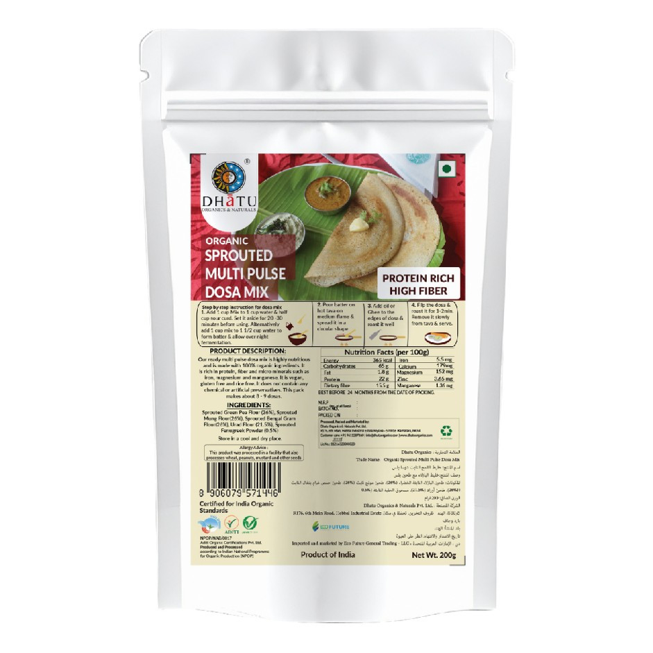 Organic Sprouted Multi Pulse Dosa Mix 200G by Rootz Organics