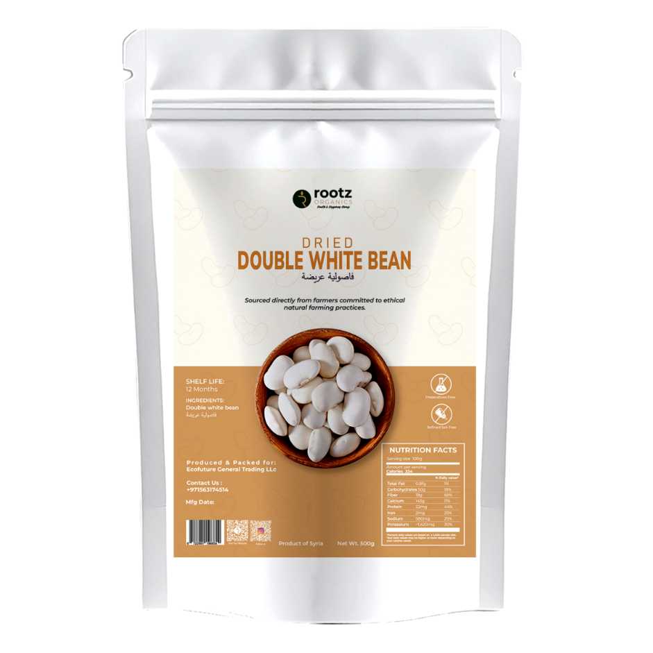 Premium Dried Double White Beans 500g – High Protein Legumes for Soups, Stews & Salads