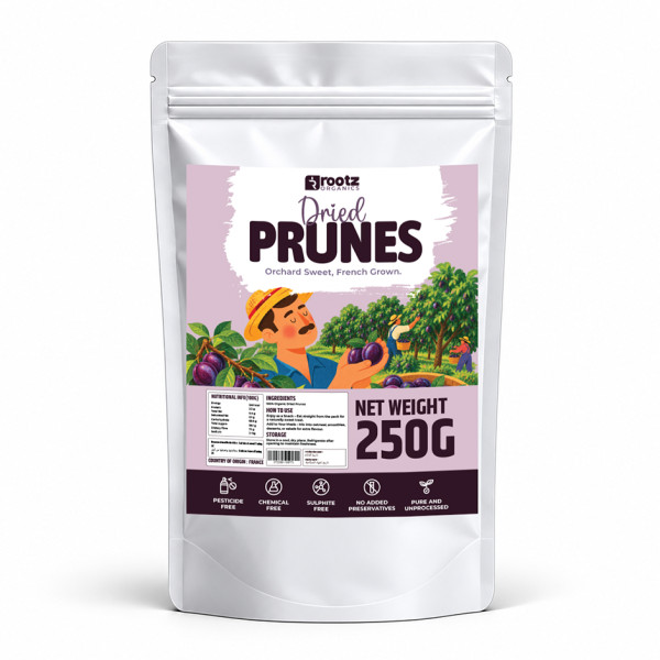 Image of Rootz Organics Dried Prunes 250g – Naturally Sweet Dried Fruit for Everyday Wellness