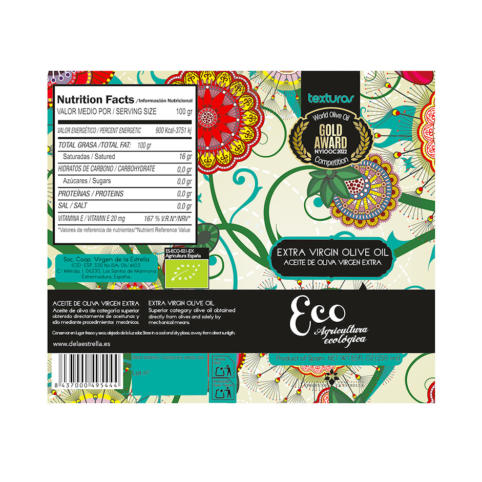 Texturas Organic Eco Agricultura Ecológica Extra Virgin Olive Oil 250ml – Award-Winning Spanish EVOO