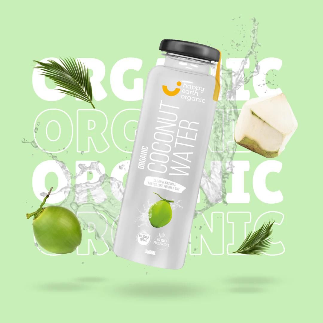 Organic Coconut Water - Glass Bottle -350ml-pack of 4