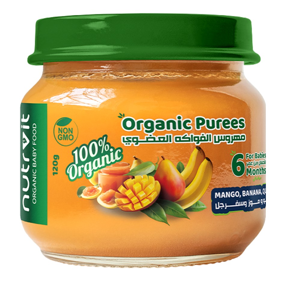 Organic Mango, Banana, Quince Puree 120gm - Pack of 6