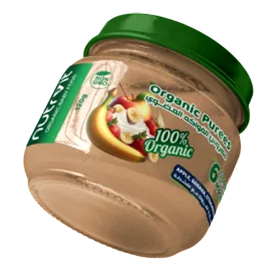 Organic Apple, Banana, Strawberry And Cream Puree, 120gm - Pack of 6