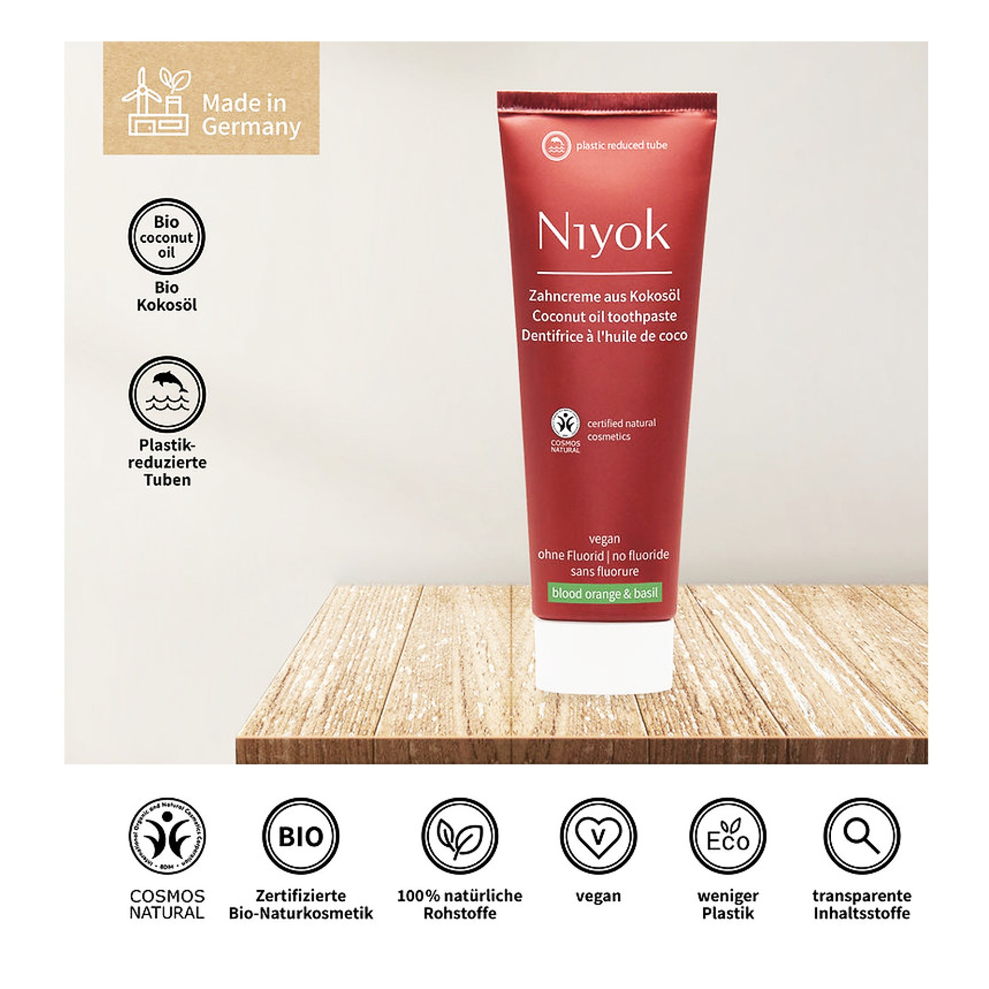 Toothpaste Coconut Oil - Blood Orange And Basil 3 x 75ml ( Pack of 3)