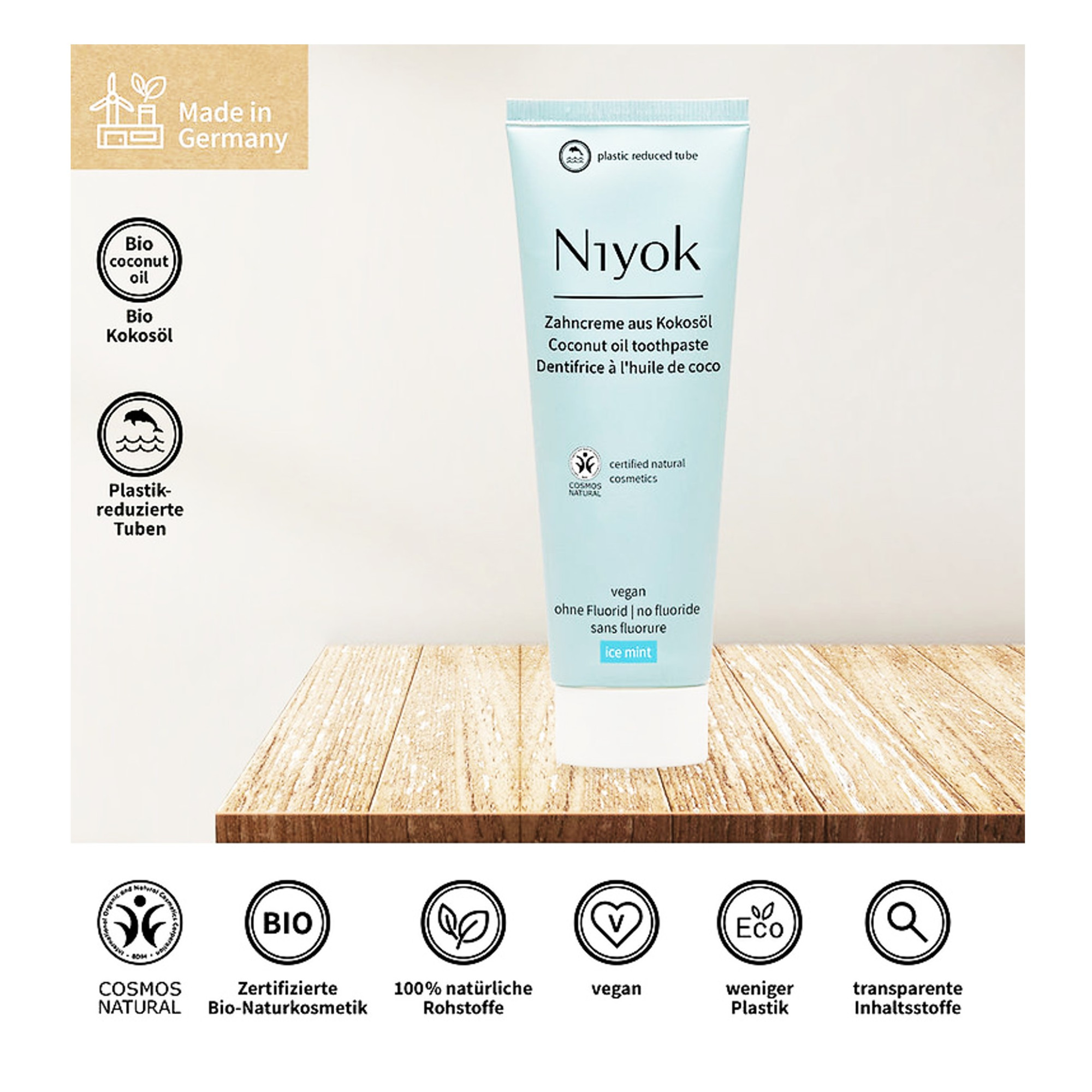 Toothpaste Coconut Oil - Ice Mint 3 x 75ml ( Pack of 3)