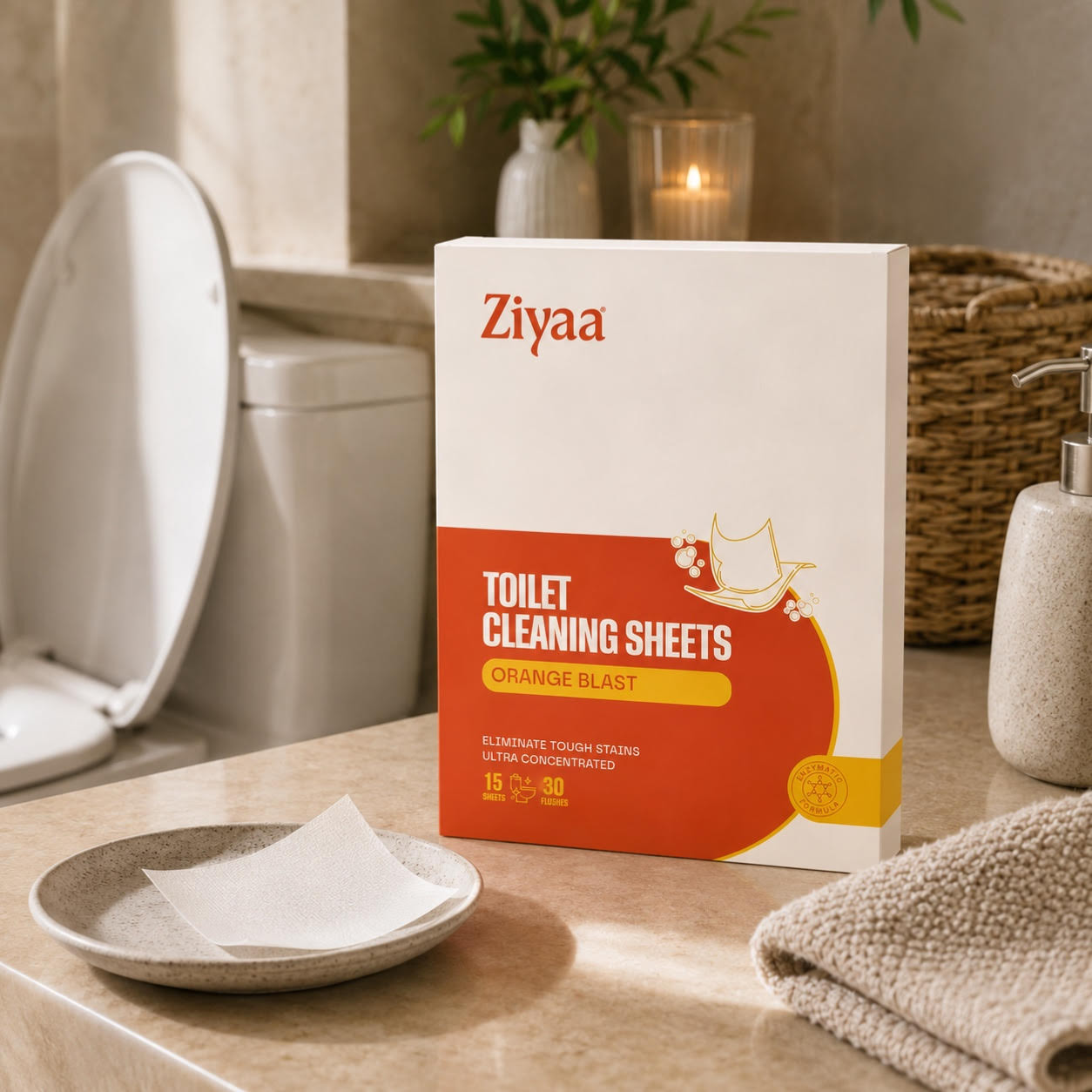 Ziyaa Toilet Cleaning Sheets – Vegan, Biodegradable & Cruelty-Free | 30 Cleans - Pack of 2