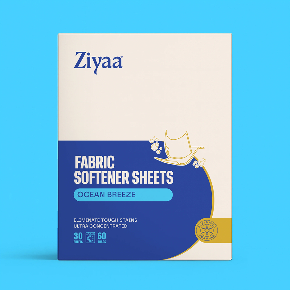 Ziyaa Fabric Softener Sheets – Vegan, Biodegradable & Cruelty-Free | 60 Washes - Pack of 2