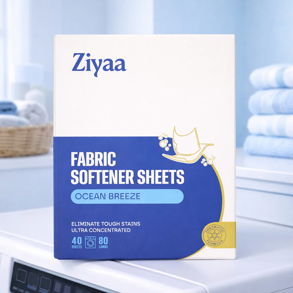 Ziyaa Fabric Softener Sheets – Vegan, Biodegradable & Cruelty-Free | 60 Washes - Pack of 2