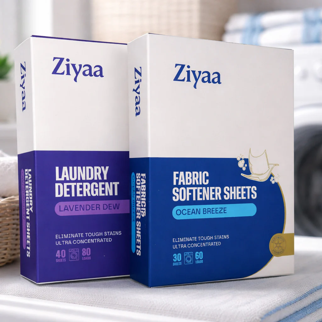 Ziyaa Fabric Softener Sheets – Vegan, Biodegradable & Cruelty-Free | 60 Washes - Pack of 2