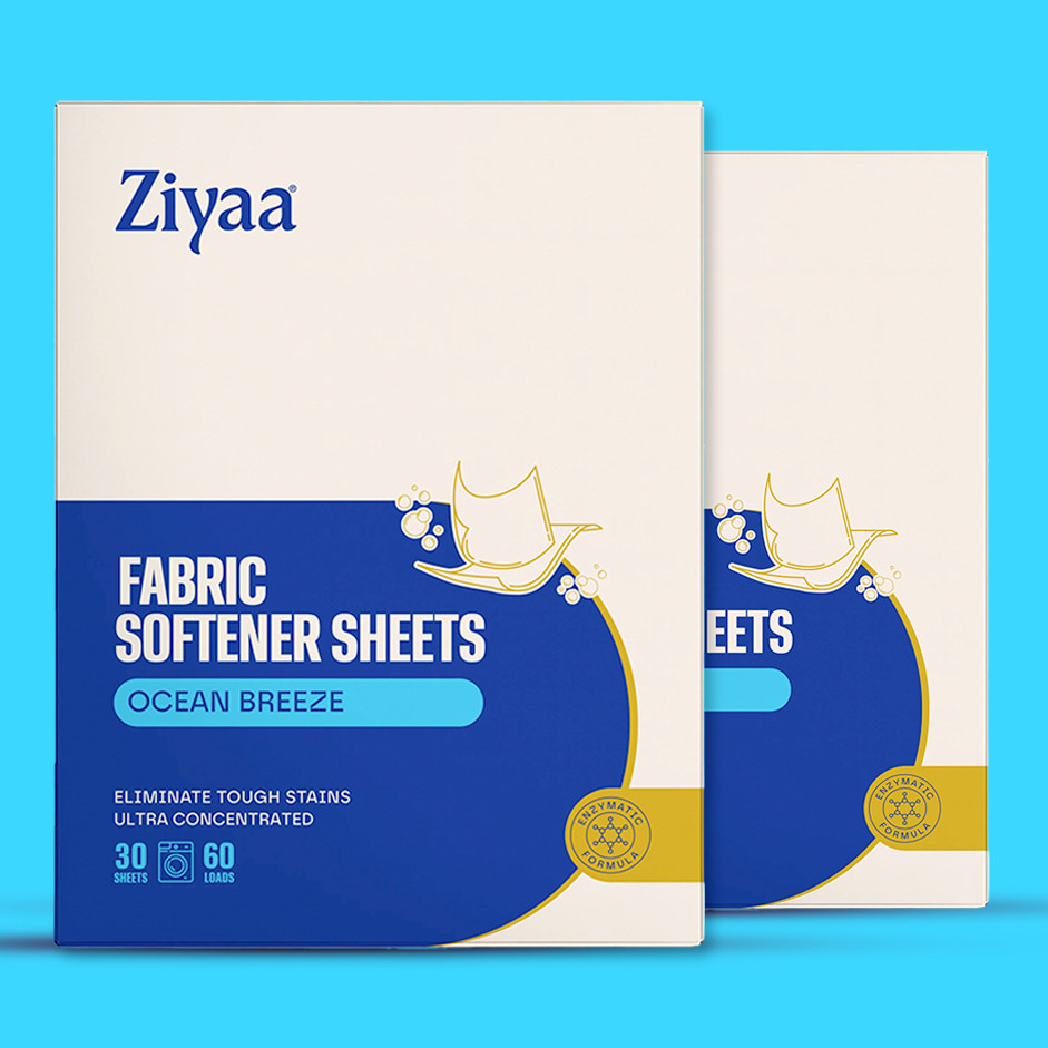 Ziyaa Fabric Softener Sheets – Vegan, Biodegradable & Cruelty-Free | 60 Washes - Pack of 2