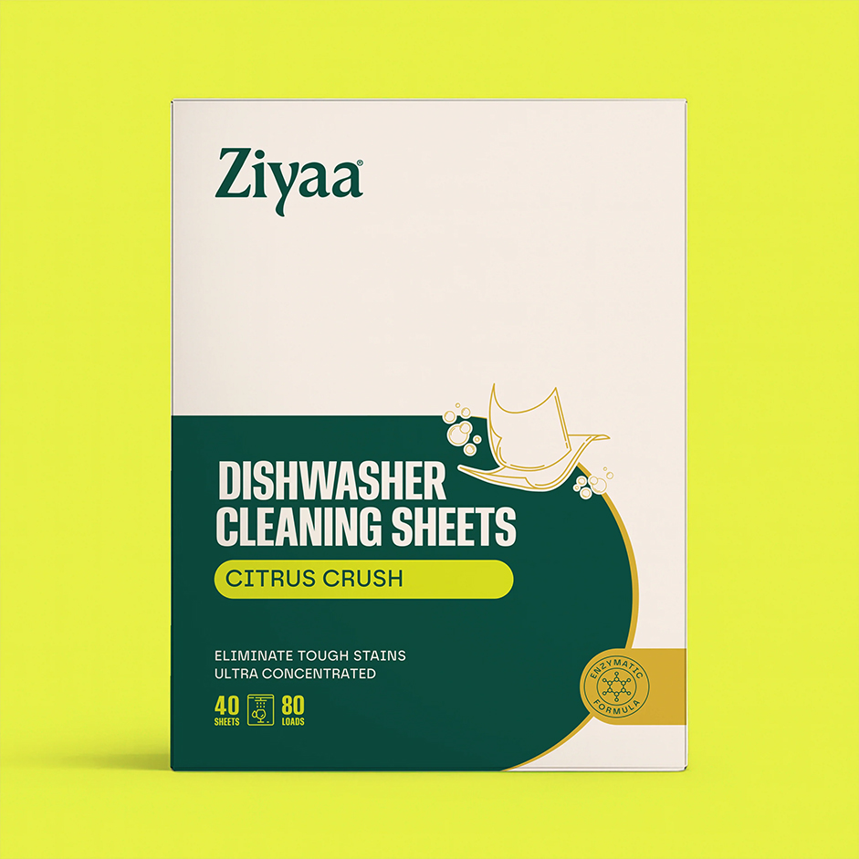 Ziyaa Eco Dishwasher Cleaning Sheets – Vegan, Biodegradable & Cruelty-Free | 80 Washes - Pack of 2