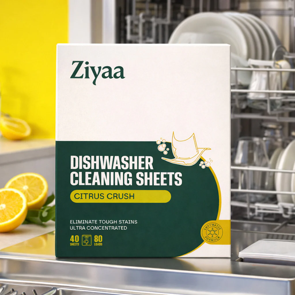 Ziyaa Eco Dishwasher Cleaning Sheets – Vegan, Biodegradable & Cruelty-Free | 80 Washes - Pack of 2