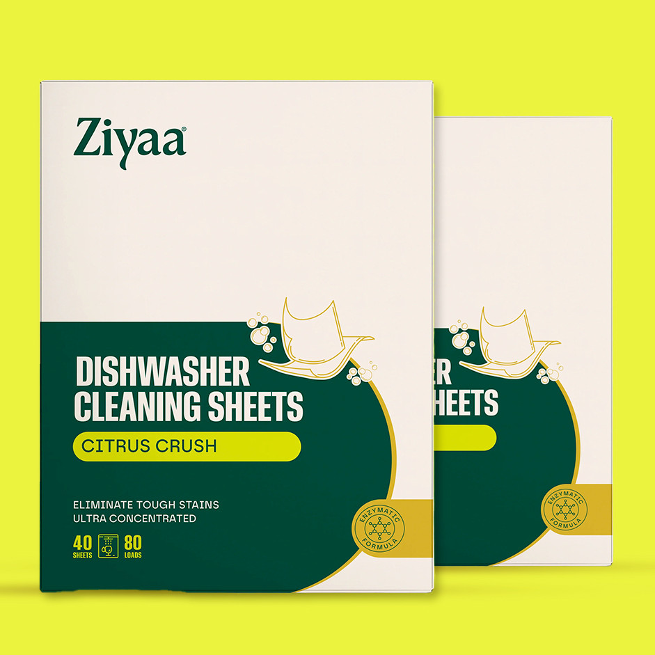 Ziyaa Eco Dishwasher Cleaning Sheets – Vegan, Biodegradable & Cruelty-Free | 80 Washes - Pack of 2