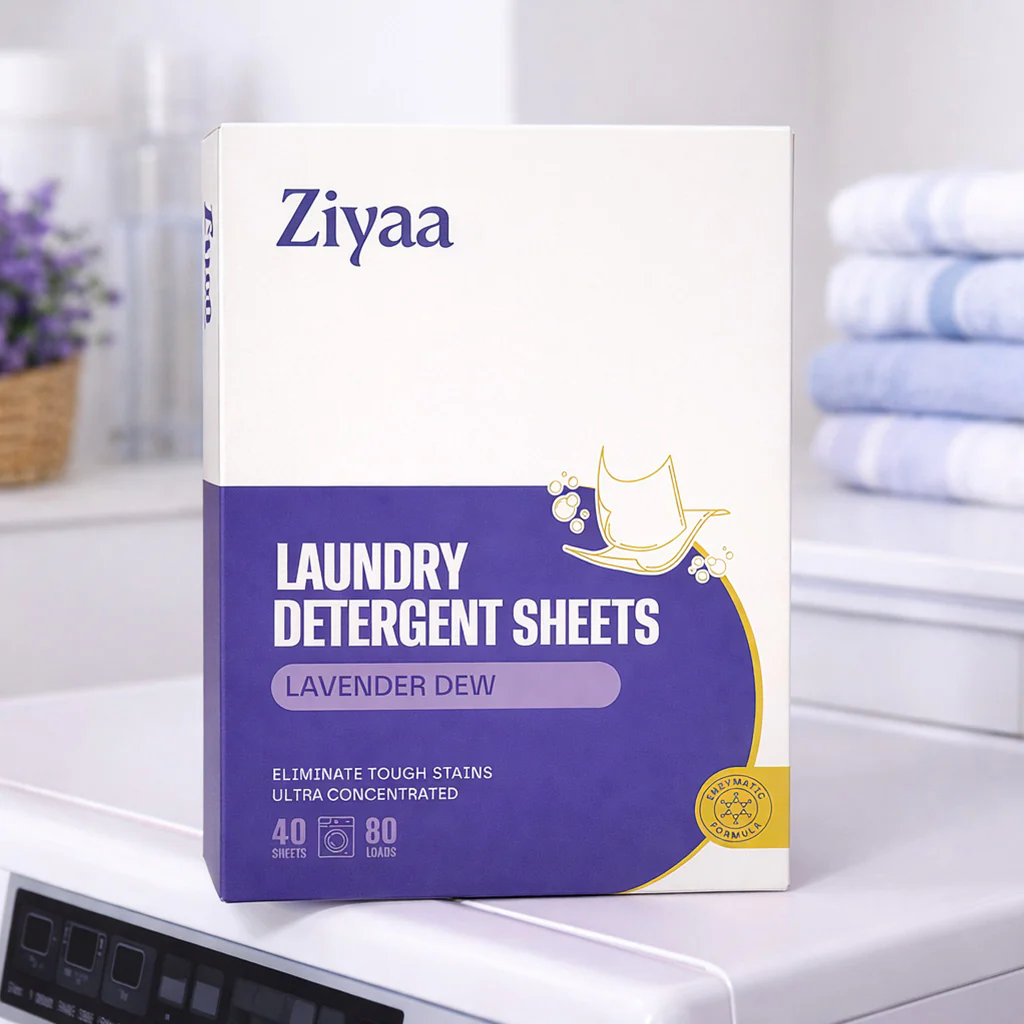 Ziyaa Eco Laundry Detergent Sheets – Vegan, Cruelty-Free & Biodegradable | 80 Washes - Pack of 2