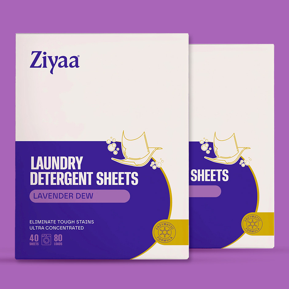Ziyaa Eco Laundry Detergent Sheets – Vegan, Cruelty-Free & Biodegradable | 80 Washes - Pack of 2