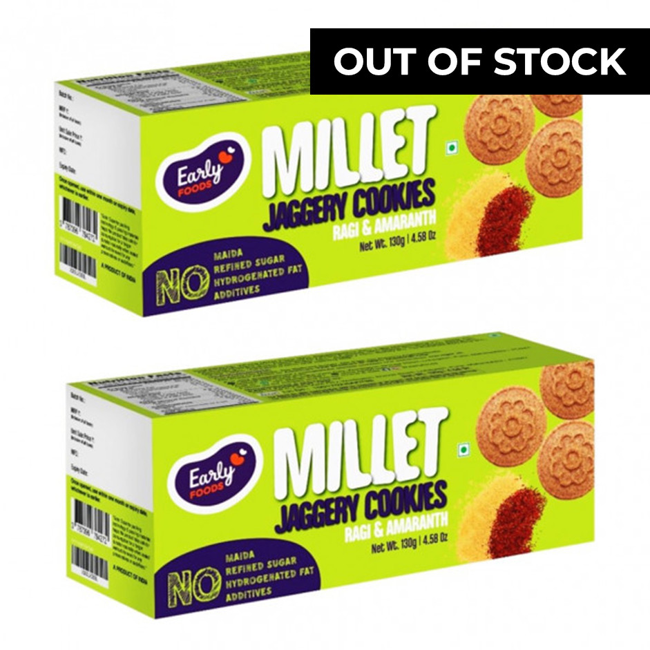 Early Foods -(Pack of 2)Jaggery Millet cookies Ragi  & Amaranth 150gm