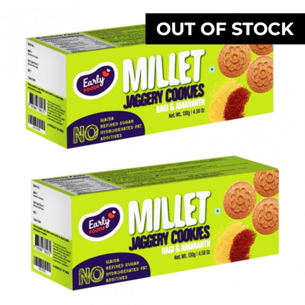 Image of Early Foods -(Pack of 2)Jaggery Millet cookies Ragi  &amp; Amaranth 150gm