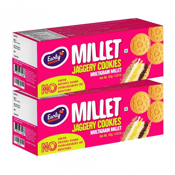 Image of Early Foods-(Pack of 2) Multi-grain Millet Jaggery Cookies 150g