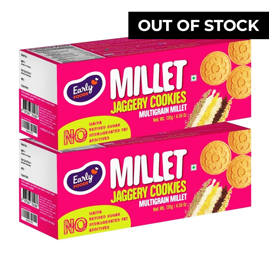 Early Foods-(Pack of 2) Multi-grain Millet Jaggery Cookies 150g