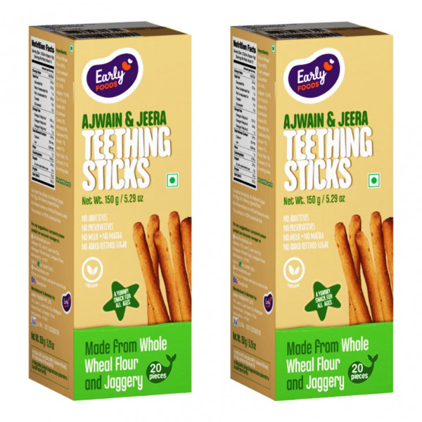Image of Early Foods-(Pack of 2)Ajwain &amp; Jeera Teething sticks 150gm