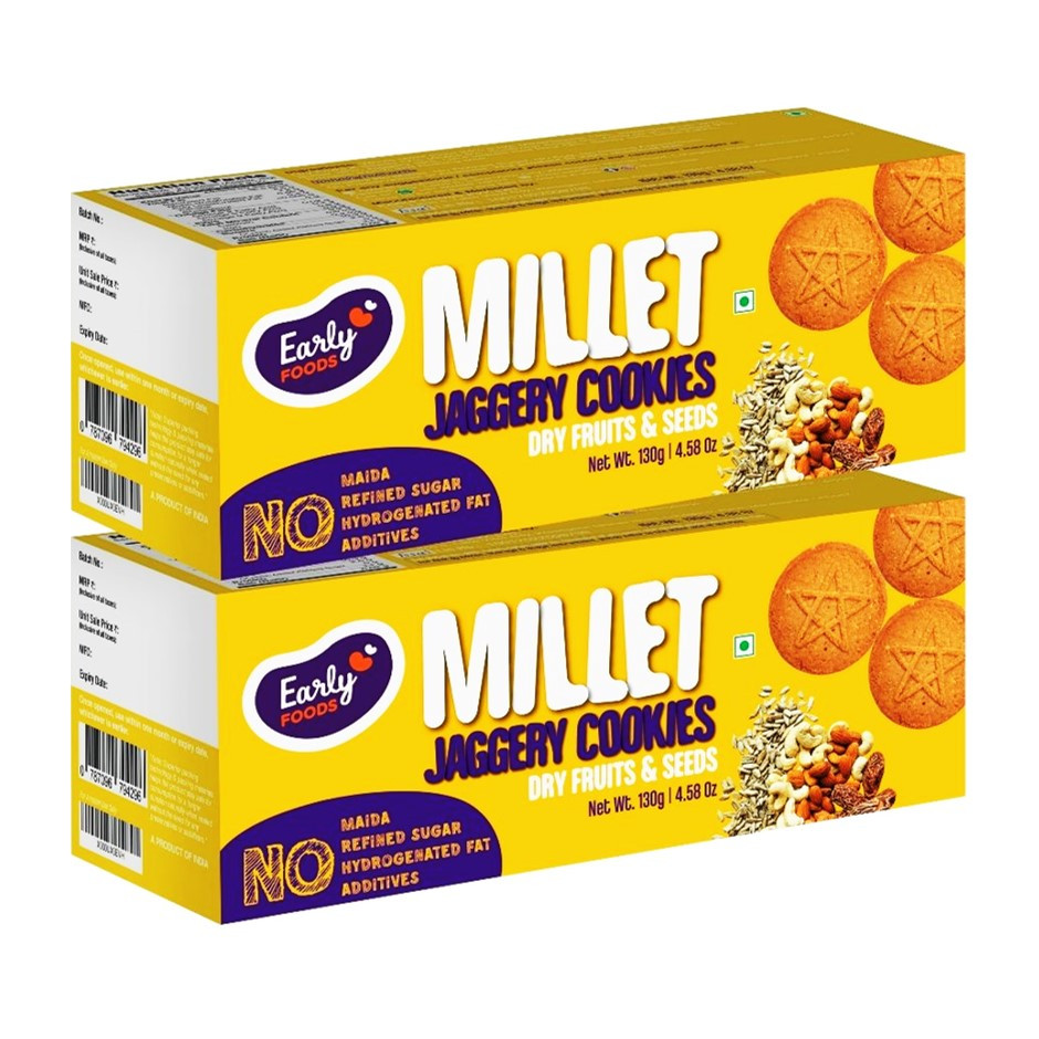 Early Foods-(Pack of 2)Jaggery millet cookies Dry Fruits & Seed 150gm