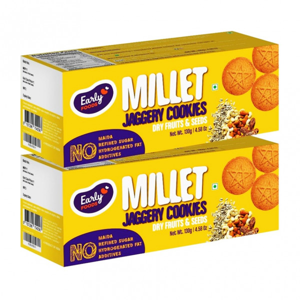Image of Early Foods-(Pack of 2)Jaggery millet cookies Dry Fruits &amp; seed 150gm