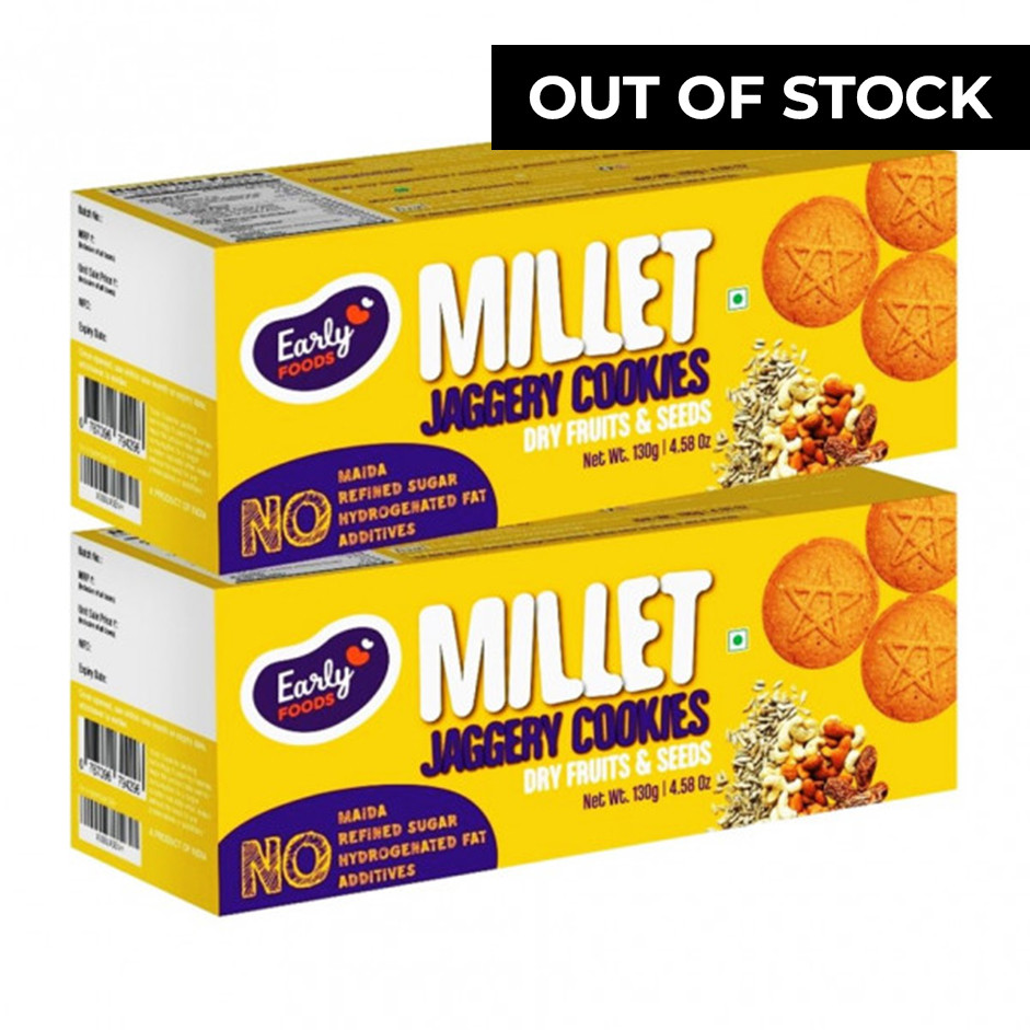 Early Foods-(Pack of 2)Jaggery millet cookies Dry Fruits & Seed 150gm