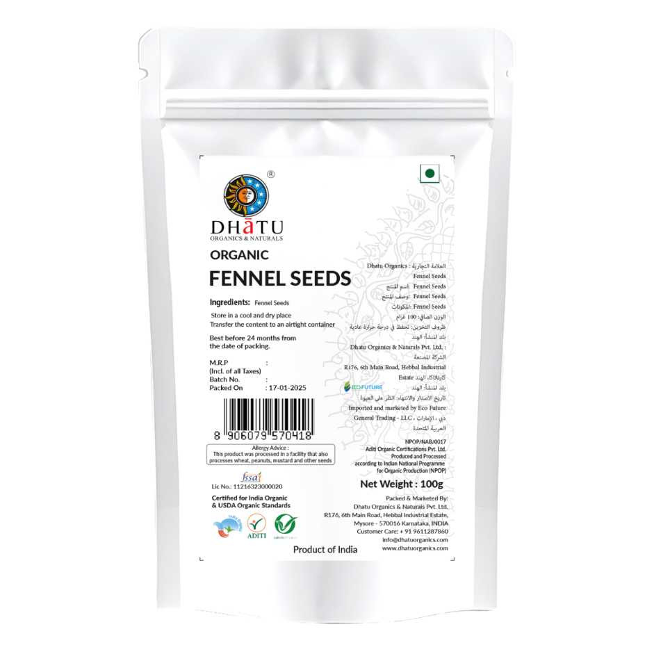 Organic Fennel Seeds 100g by Rootz Organics
