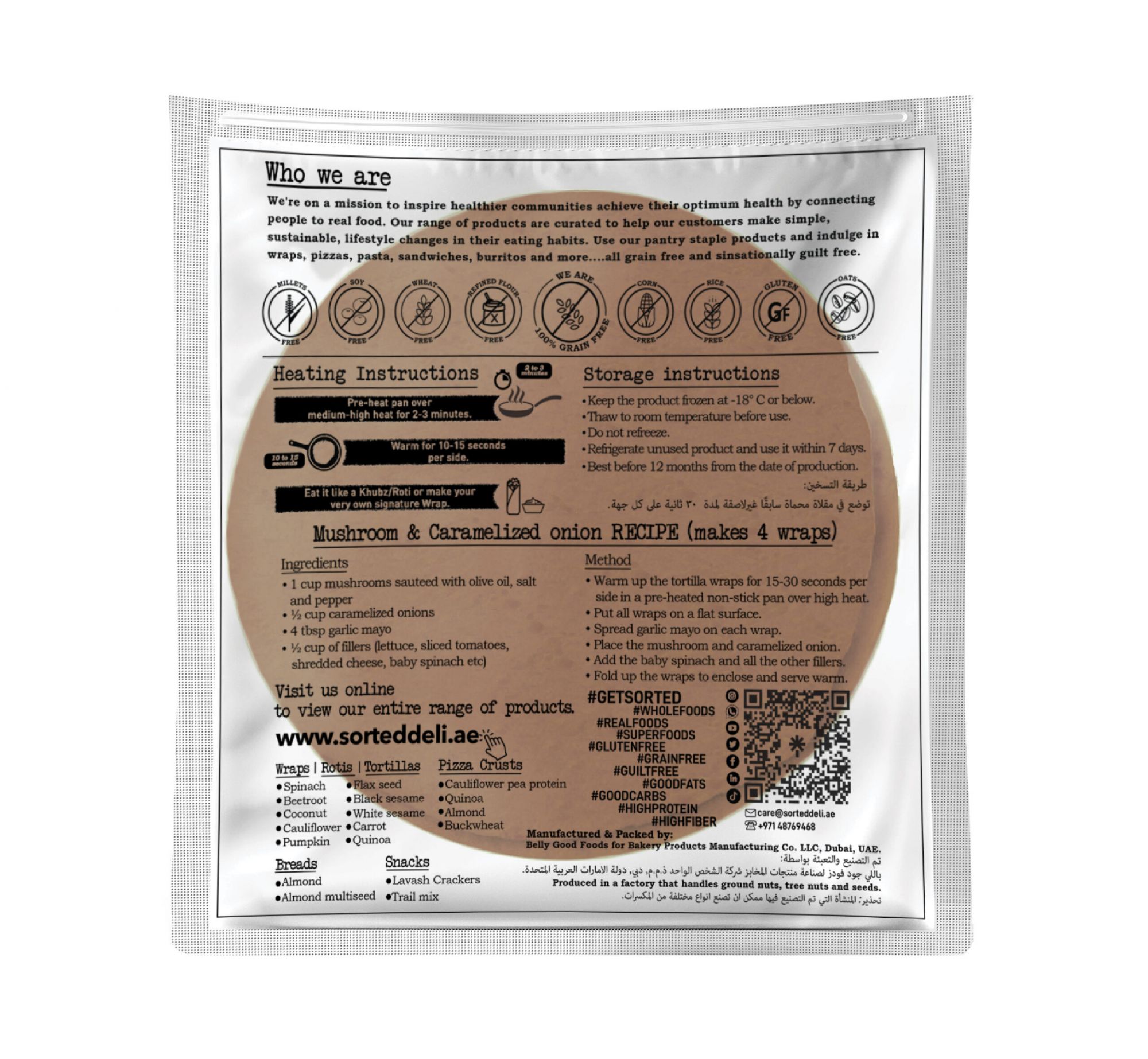 Flax seed wrap W/ PEA PROTEIN - PACK OF 4 by Rootz Organics