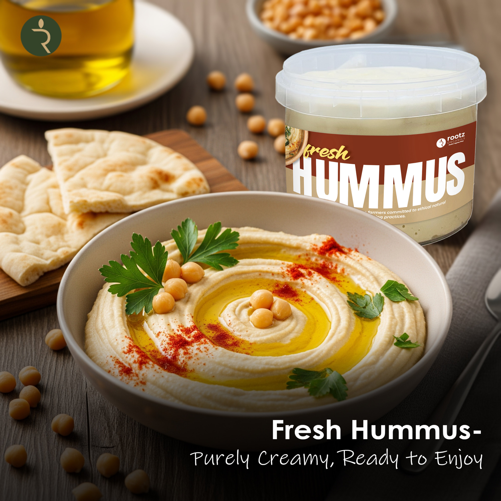 Fresh Classic Hummus 500g – Authentic Middle Eastern Dip | Made Fresh in UAE