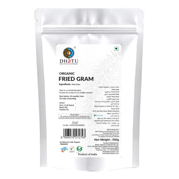 Image of Organic Fried Gram (Roasted Chana Dal) 500gm by Rootz Organics