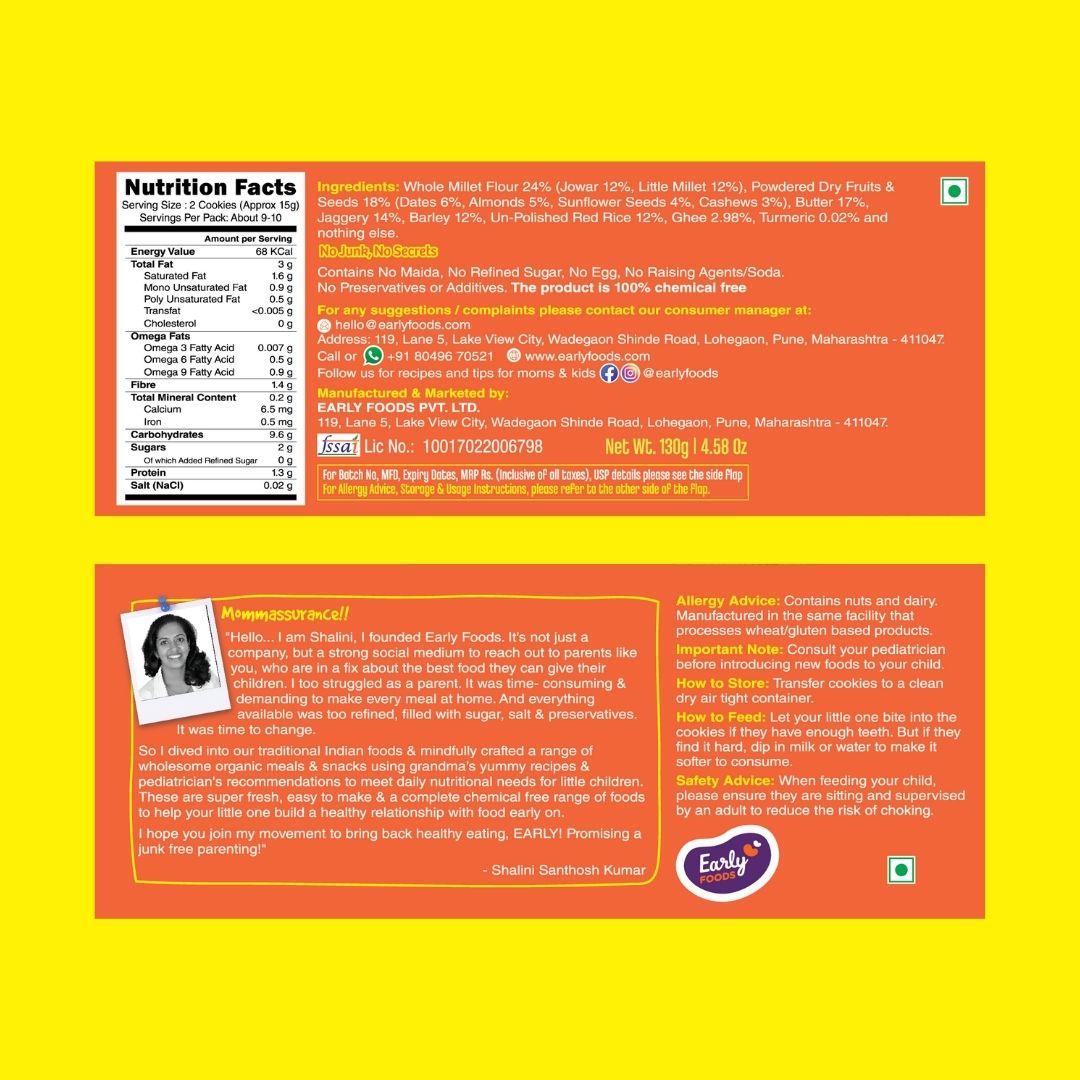 Early Foods-Jowar Almond Jaggery Cookies 150g