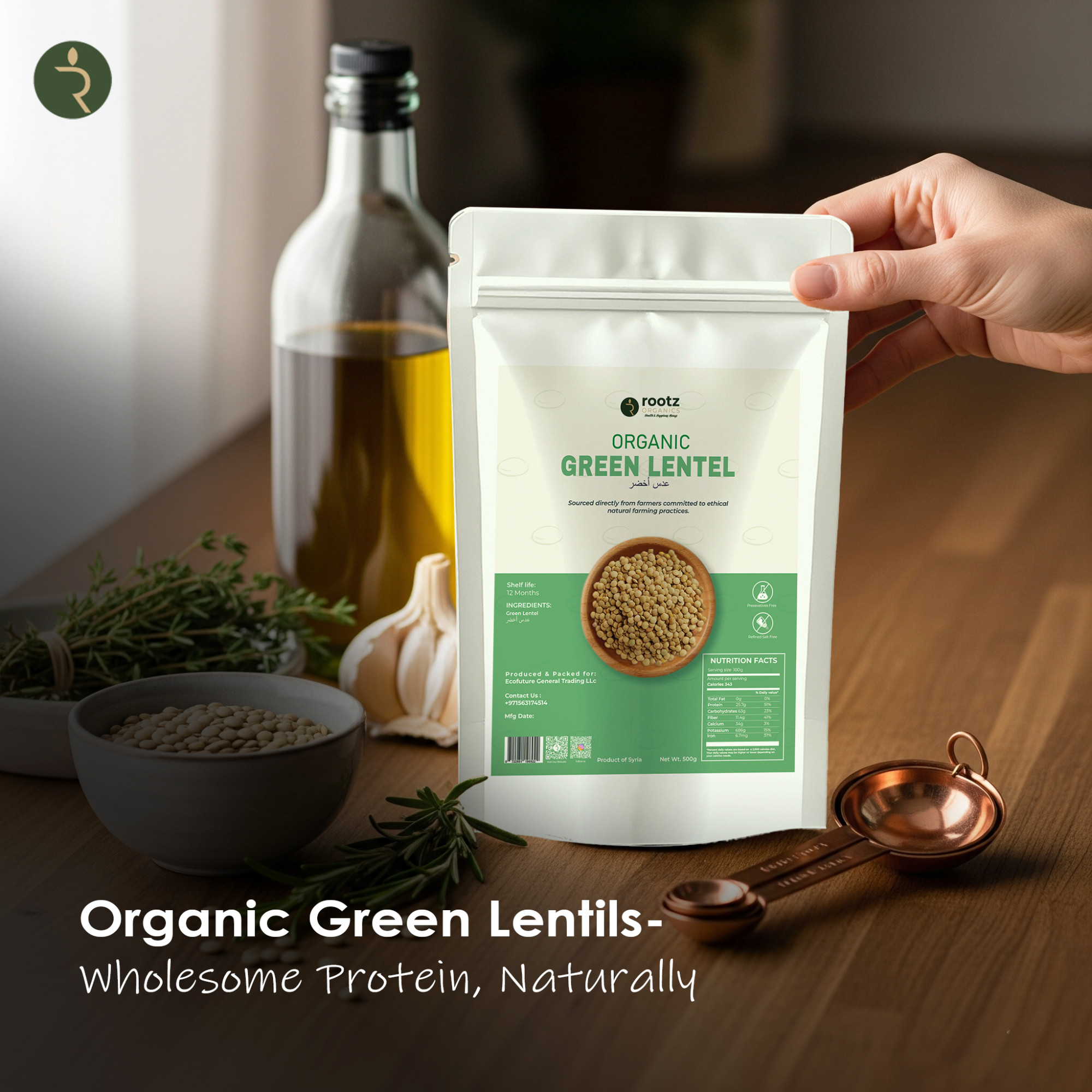 Premium Green Lentils 500g – Premium Plant-Based Protein for Soups, Salads & Healthy Cooking