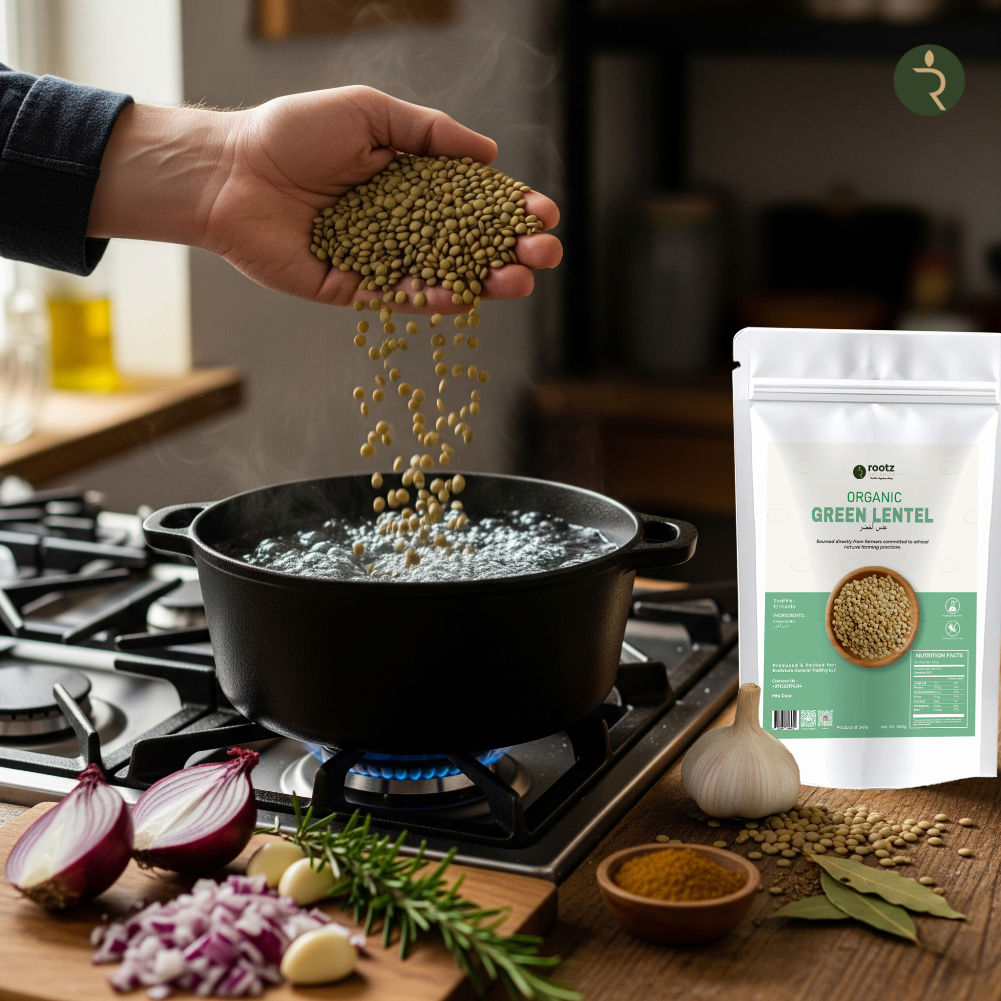 Premium Green Lentils 500g – Premium Plant-Based Protein for Soups, Salads & Healthy Cooking